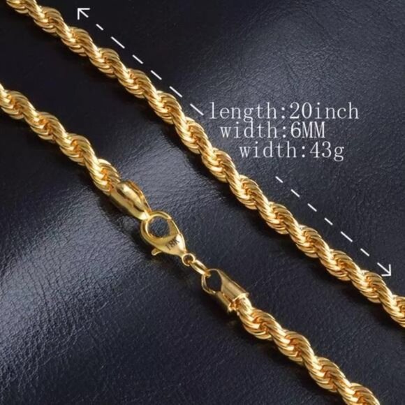 20”NEW GOLD CUBAN TWISTED CHOKER NECKLACE, NICE NECKLACE, CUTE NECKLACE - Picture 1 of 9